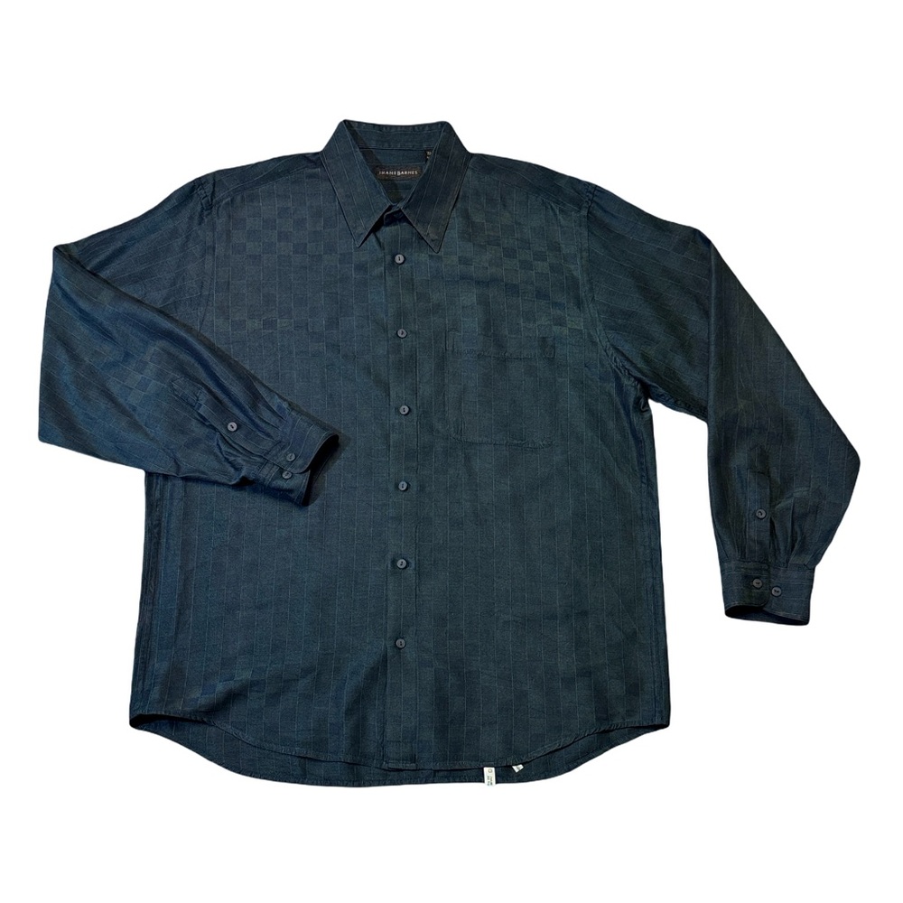 VINTAGE Jhane Barnes mens L Large plaid silk blend button up casual shirt EUC
